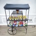 FixtureDisplays® Large 3-Tier Flower Cart, Metal Planter Flower Pot Holder Display Rack Stand, Black Finish 16964
